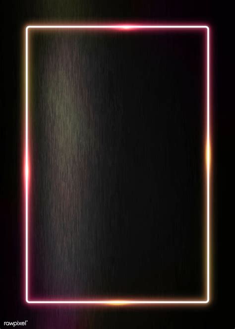 Rectangle Neon Frame on Black Background Vector