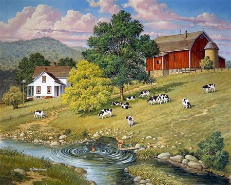 Summer Country Farm Scene Paintings