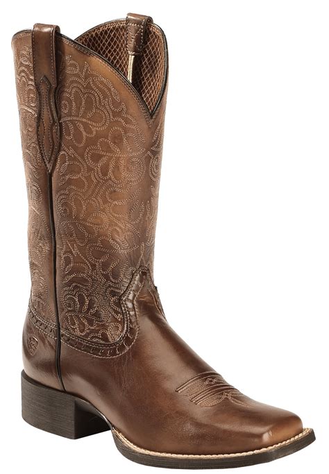 Ariat Rich Brown Round Up Remuda Cowgirl Boots - Square Toe - Country ...