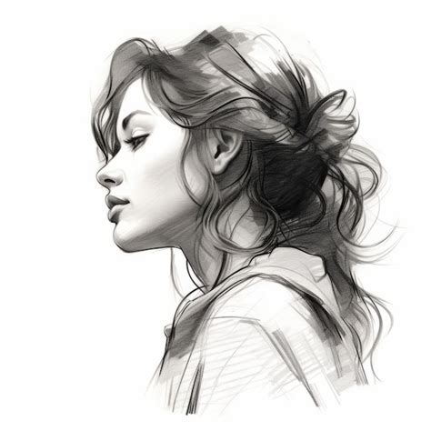 Realistic Profile Drawing Of A Girl With Detailed Character Design ...