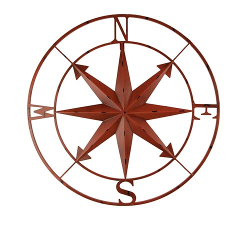 Distressed Metal Indoor/Outdoor Compass Rose Wall Hanging 28 Inch ...