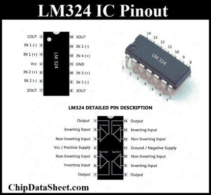 LM324 IC: Pinout, amplifier circuit, specs and equivalents