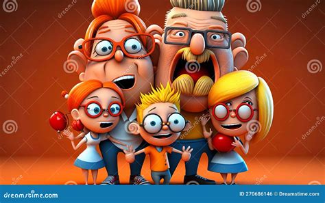 3D Cartoon Colorful Crazy Family. AI Generative. Stock Photo - Image of ...