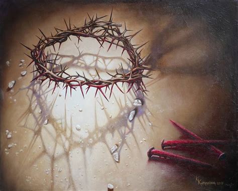 Lord Jesus Crown Thorns. Crown of thorns. Blood of Christ Painting by ...