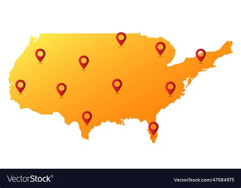 Usa united states map pin location Royalty Free Vector Image