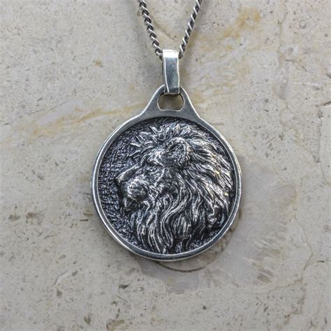 Lion Necklace, Silver Lion, Lion Head Pendant Made of Sterling Silver ...