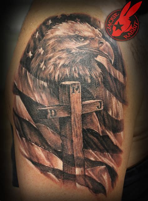 Eagle American flag Cross Tattoo by Jackie Rabbit by jackierabbit12 on ...