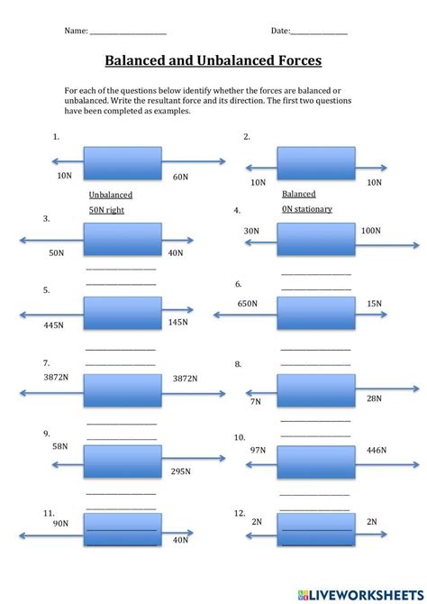 Free balanced unbalanced forces worksheet, Download Free balanced ...