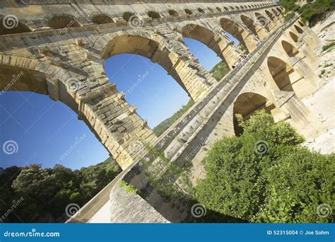 Pont Du Gard, Nimes, France Stock Photo - Image of architecture, open ...