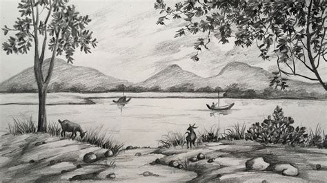 Landscape Pencil Sketches Simple - A beautiful and light picture for ...