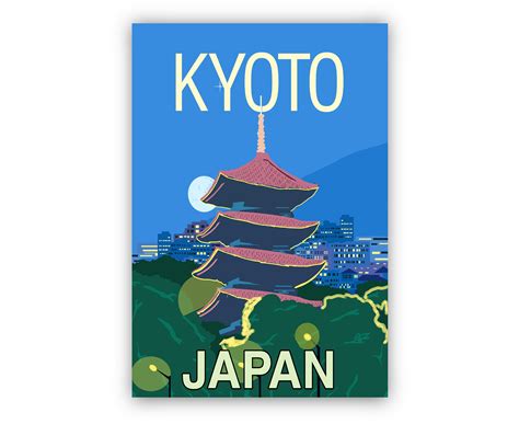 JAPAN KYOTO Travel Poster Kyoto Japan Cityscape Poster Kyoto - Etsy