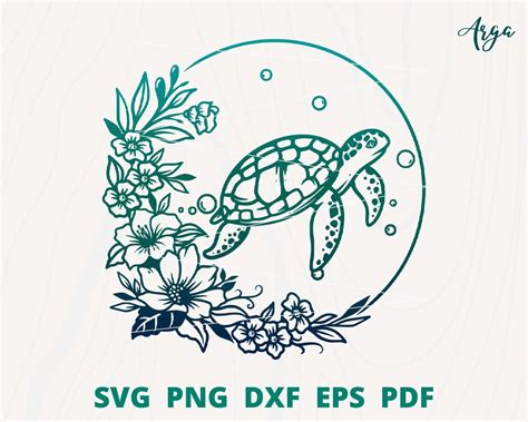 Turtle Silhouette Image Svg Affinity Designer Flower Frame Sea