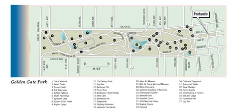 Golden gate park map - Map of golden gate park (California - USA)