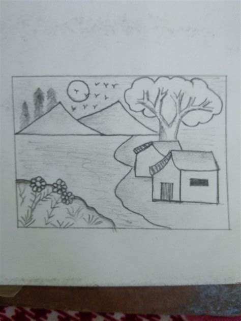 key words - draw, drawing, easy scenery, village drawing, how to draw ...