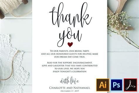 Wedding Thank You Note, Printable Thank You Card Template inside Thank ...