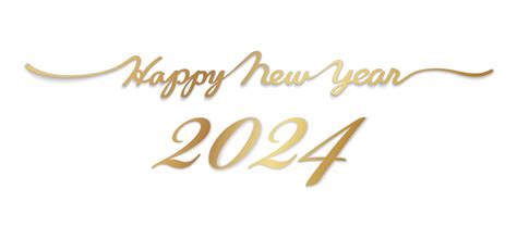 The Year 2024 Happy New Year Vector 3-D Hand-Written Gold Script With ...