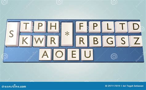 Close-up 3D Rendering of a Stenotype Keyboard Stock Illustration ...