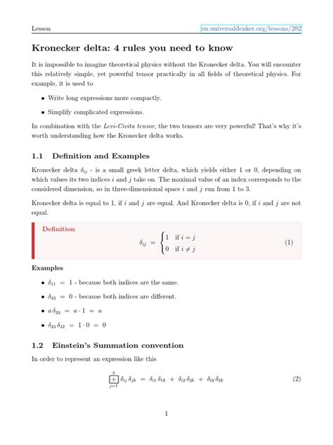 Kronecker Delta: 4 Rules You Need To Know: 1.1 Definition and Examples ...