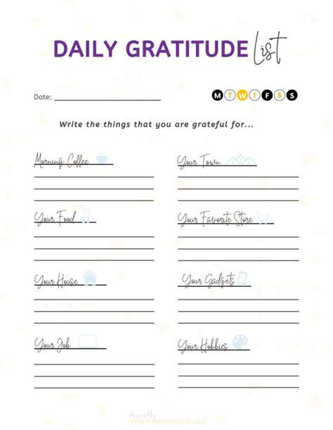 daily gratitude list free printable template | Gratitude journal, Free ...