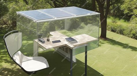 Premium AI Image | A home office with a transparent solar powered desk