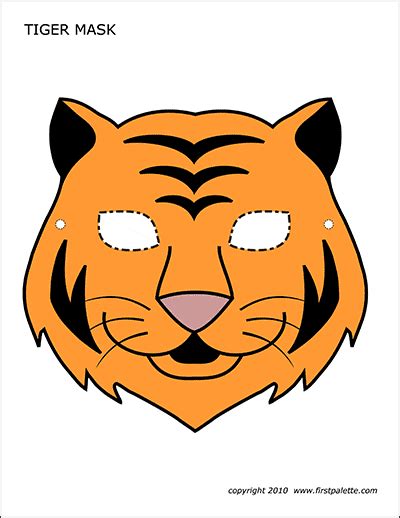 Tiger Mask | Free Printable Templates & Coloring Pages | FirstPalette.com