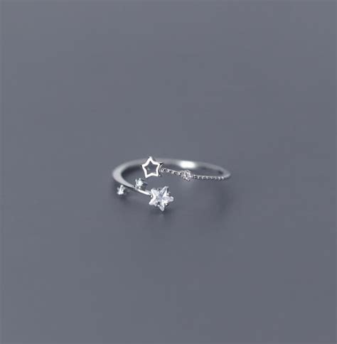 S925 Silver Ring With Diamond Star Ring Simple and Adjustable - Etsy