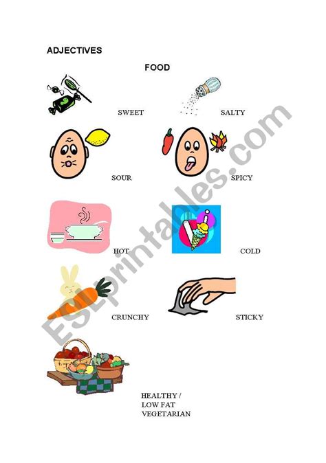 Food Adjectives - ESL worksheet by bongo