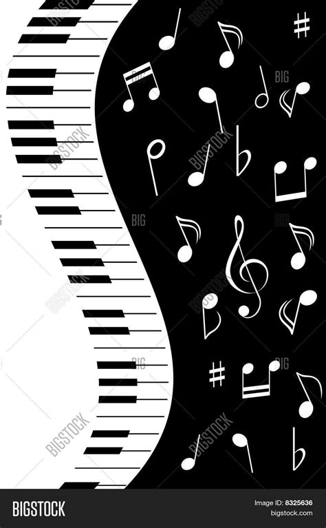 Various music notes with piano keys Stock Vector & Stock Photos | Bigstock