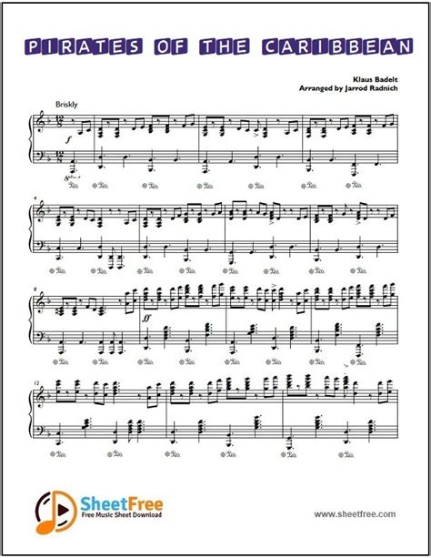 Pirates Of The Caribbean EASY PIANO Sheet Music For Piano (Solo ...