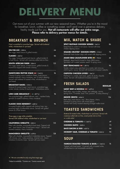 Mugg & Bean Menu Prices - Breakfast, Lunch and Burgers