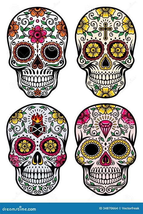 Illustration Of Mexican Sugar Skull. Day Of The Dead. Dia De Los ...