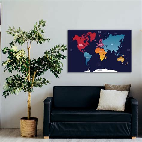 Colorful World Map Canvas Poster Custom Hanging Canvas 3 - Etsy