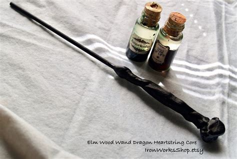 Elm Wood Wand with Dragon Heartstring Core | Etsy