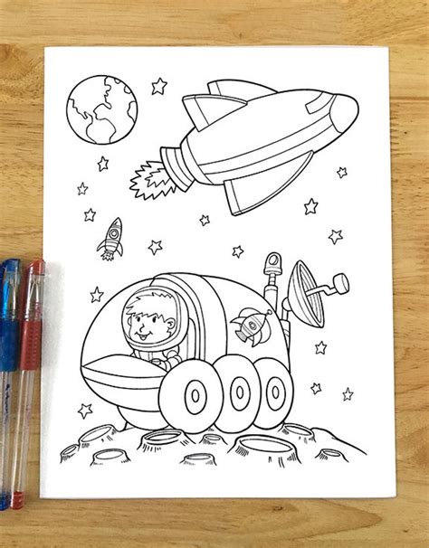 Cute Space Coloring Page Set Downloadable PDF Files - Etsy