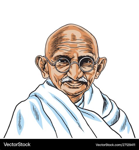 Mahatma gandhi cartoon portrait drawing Royalty Free Vector