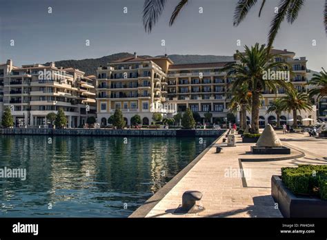 Tivat, Montenegro, September 2018 - A view at a portion of the luxury ...