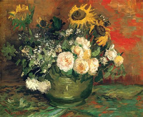 Still Life with Roses and Sunflowers - Vincent van Gogh - WikiArt.org ...