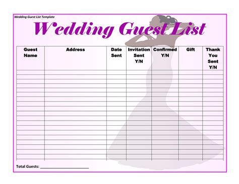 Wedding planner guest list - dolfindiana