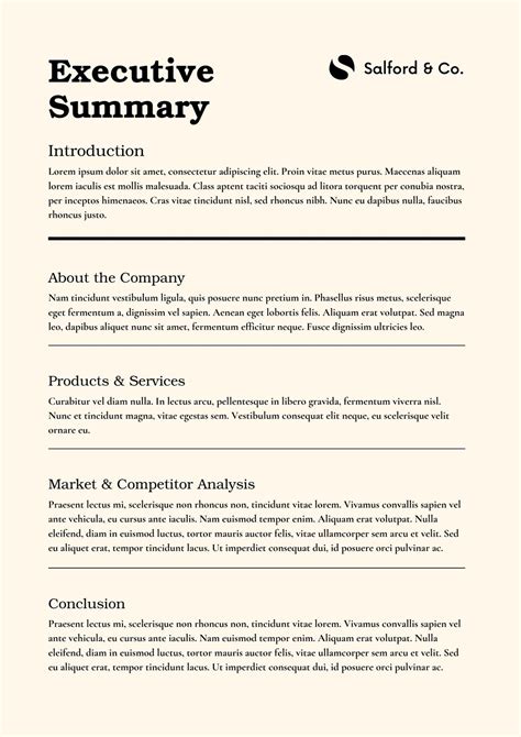 Executive Summary Template For Proposal