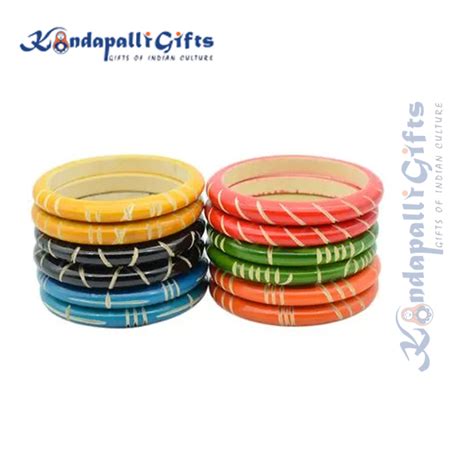 Buy Etikoppaka Wooden Etikoppaka Handmade Bangles Toy, Multicolour ...