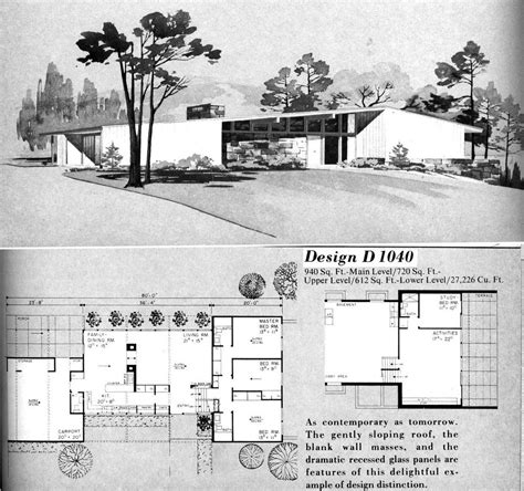 D1040 | Vintage house plans, Mid century modern house plans, Mid ...