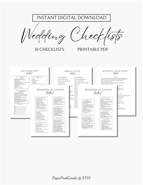 Wedding Checklist Printable, Printable Wedding Checklists, Wedding Plan ...