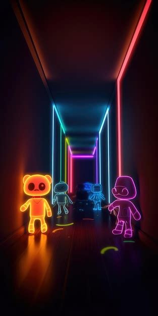 Premium Photo | Neon Cartoon Characters with Glowing Laser Beams