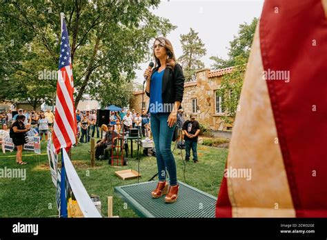 Lauren Boebert gives her stump speech at a political rally in Colorado ...