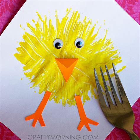 Quick Easter Chick Craft using Fork and Acrylic Paint - Truly Hand Picked