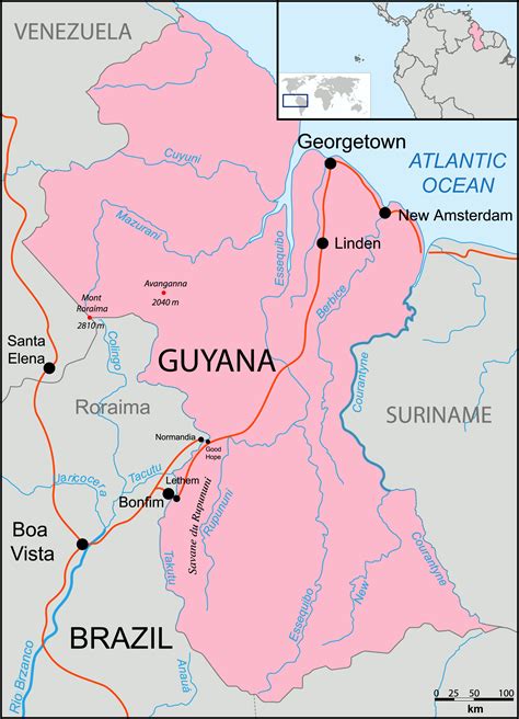 Map of Guyana location. Guyana location map | Vidiani.com | Maps of all ...