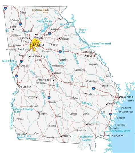 Map of Georgia - Cities and Roads - GIS Geography