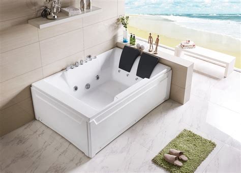 Empava 72" Acrylic Whirlpool Bathtub 2 Person Hydromassage Rectangular ...