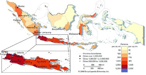 Map Showing The Population Density Of Indonesia By Province | WowShack