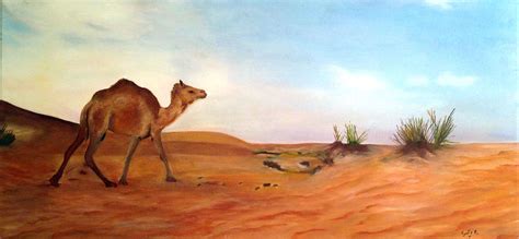 Camel in the desert Painting by Sally Alawadi | Pixels